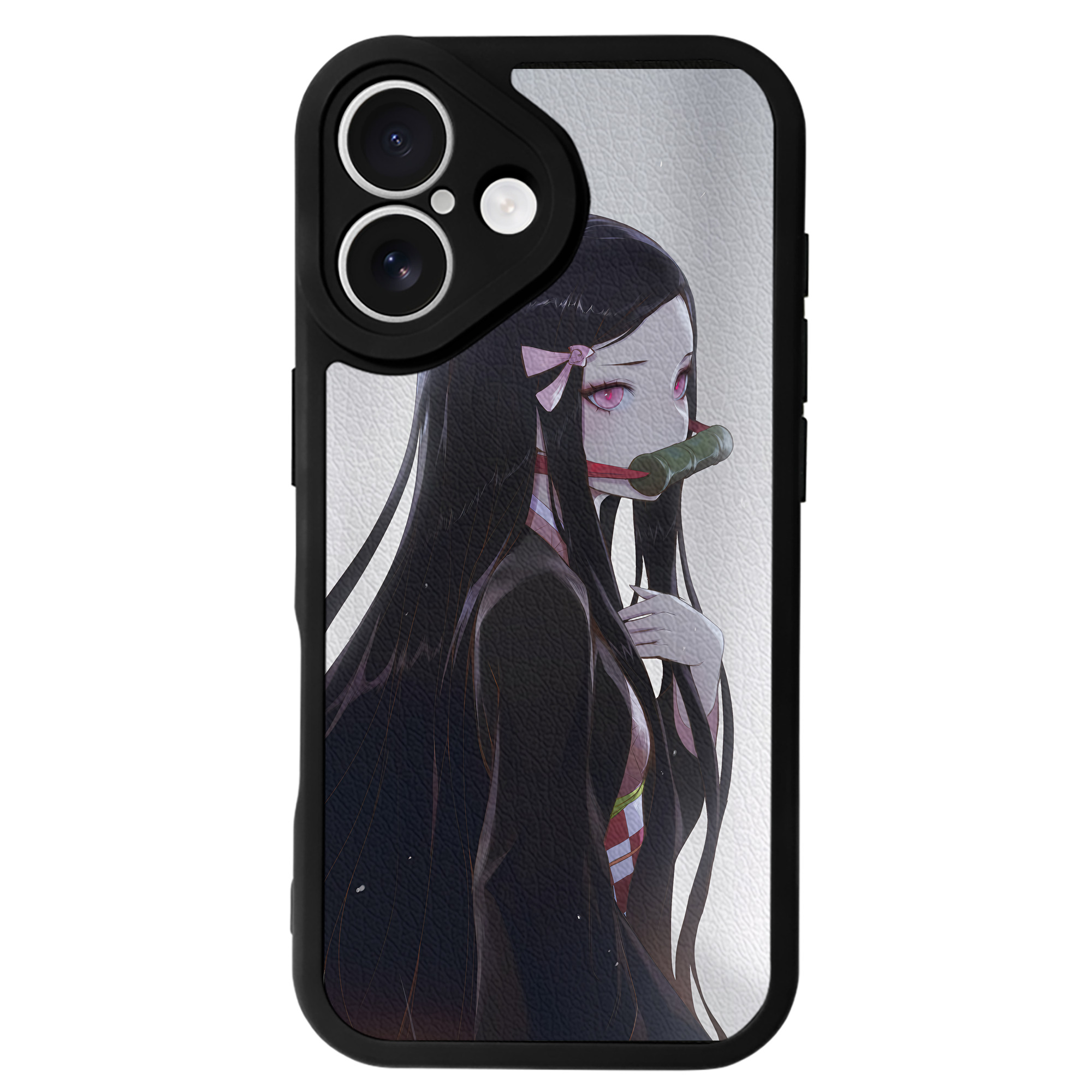 （画像用） 鬼滅の刃（きめつのやいば）竈門 禰󠄀豆子／かまど ねずこ Kamado Nezuko 【iPhone 16シリーズ対応】シリコンスマホケース（レザー調） 材質：シリコン